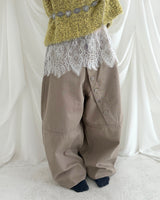Slant Button Denim Pants