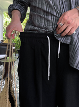 [ LOOKPLE x LEBELMENT ] クールピンタックリネンワイドショーツ