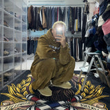 Wide corduroy mink napping pants