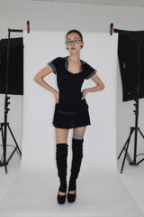 STUDY WASIT BELT DRESS [BLACK]