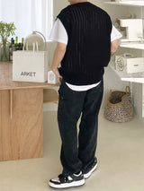 Punching knit round vest 2C