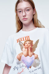 Loose fit Tshirts Cupid on cloud