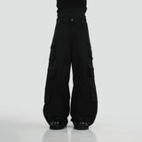 HIERARCHY STUDIOS Unsolved - Black Cargo Baggy Longpants