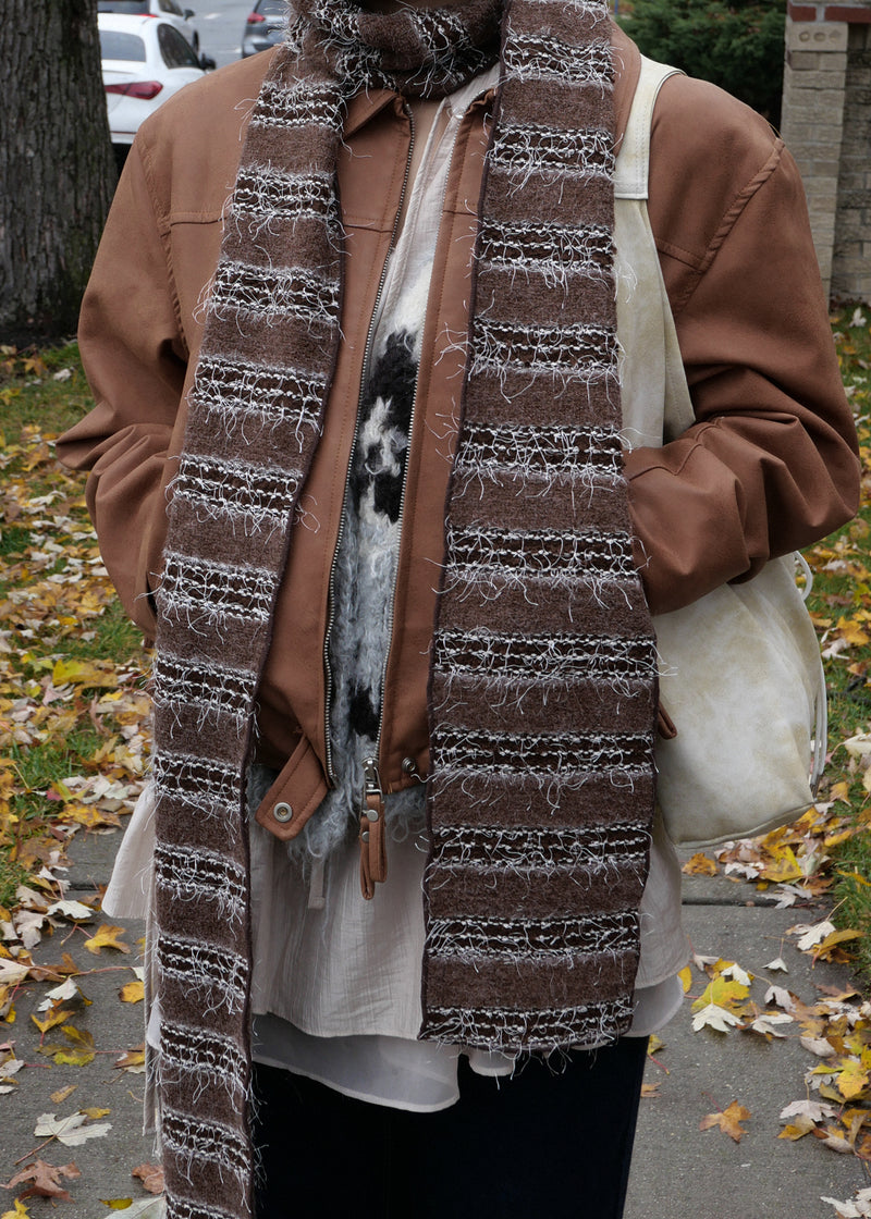 Sof Knit Long Muffler_Melange Brown