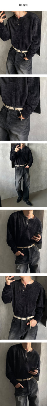 【PREMIUM】【MADE】アンゴラヘアヘンリーネックニット(3カラー)