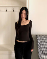 プミンスクエアネックフリーススリムTシャツ