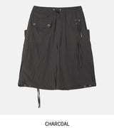Multi-pocket D-ring Nylon Bermuda Pants