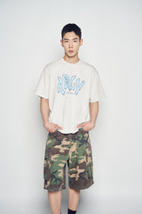 25SS ヴィンテージフローフォントピグメントショートスリーブTシャツ ライトグレー