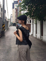 Borin Frill Lace Ribbon Layered Sleeveless Blouse