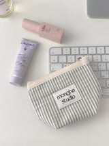  zipper pouch - stripe ivory