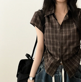 Motsu Check Side String Short Sleeve Shirt