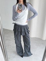 pleated wrap skirt pants (2color)