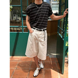 [S/S] ストライプセミマッスルハーフTシャツ（3color）