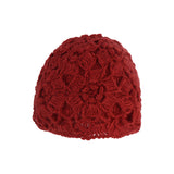 Lovely lace flower pattern handmade knit cap