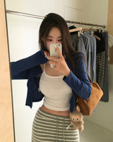 [MADE] Pop Color Ribbed Long Sleeve Cardigan