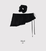フリルシースルーラップスカート+シュシュセット (2color)