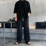 カイパーチュルクチェックパターンワイドフィットパンツ