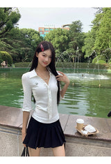 ドットタイVネックカラーシャツ