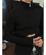[MUSCLE FIT] Highneck warmer knit zip(3color)