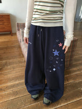 Snao Star Embroidered Patch Banding Wide Pants