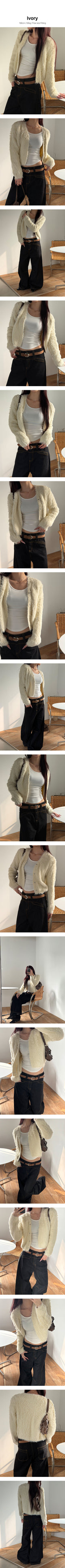 [CROP ITEM] Fur hair knit cardigan(3color)