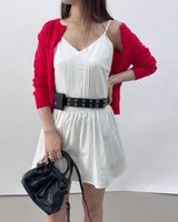 Picre Round Neck Button Long Sleeve Knit Cardigan