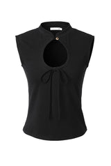 Ribbon hole top - black