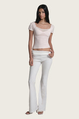 Lace tea bootscut pants, White
