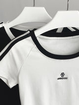 スポーツクロップラウンドショートスリーブTシャツ