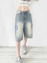 1321. Bermuda demin cargo washing pt (2color)
