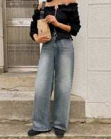 Easy wide denim pants