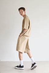Pigment washed short-sleeved sweatshirt