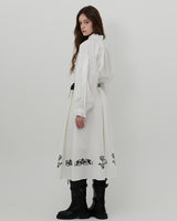 ORNAMENT PRINT MIDI SKIRT [WHITE]