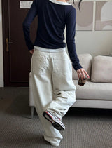 Button cotton wide pants(4color)