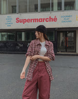 マチリネンチェックオーバーシャツ