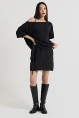 ワンショルダーTシャツ, Black
