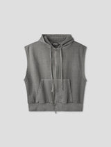 ピグメントクロップスウェットフードベスト 4color