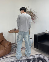 Feline washed cargo denim pants