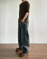 Solar embroidered denim pants