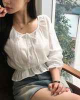 [MADE] Lower, frill long sleeve blouse