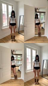 [MADE] ROSE LOGO CROPPED TEE IVORY  