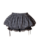 Check Balloon Skirt-Pants-Black