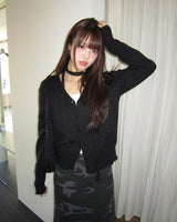 Noda Side-Button V-Neck Knit Button Cardigan