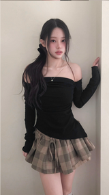 picona check plum layered sk
