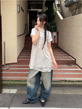 リブハーフネックTシャツ (4C)