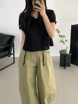 Yourty Lace Puff Short Sleeve Blouse