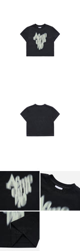 [24SS] BLUR LOGO CROP SHORT SLEEVE T-SHIRT BLACK