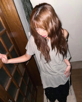 (3color) Sheer Stripe Loose Fit Soft Short Sleeve Tee