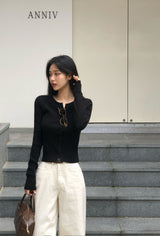 [BELLIDE MADE] ferry rib round knit cardigan