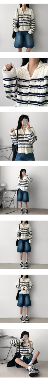 Bante  Sailor Collar Knitwear Cardigan